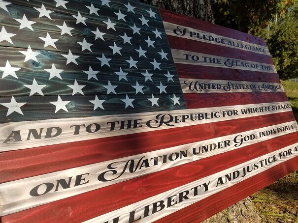 Wooden American Flag Wall Mount