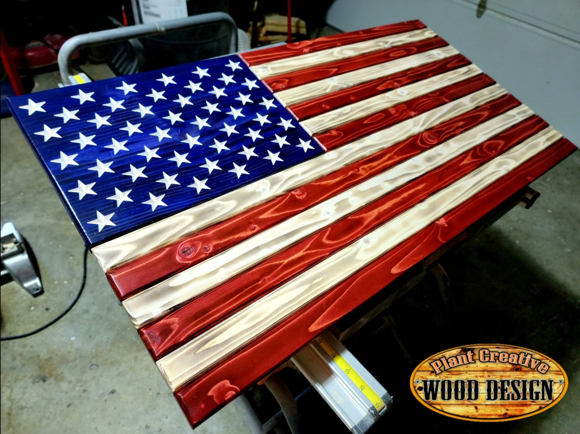 This is our premium and modern U.S. Flag. Stars are 3D carved into the wood. All wood edges are rounded. This flag is the best of the best. 