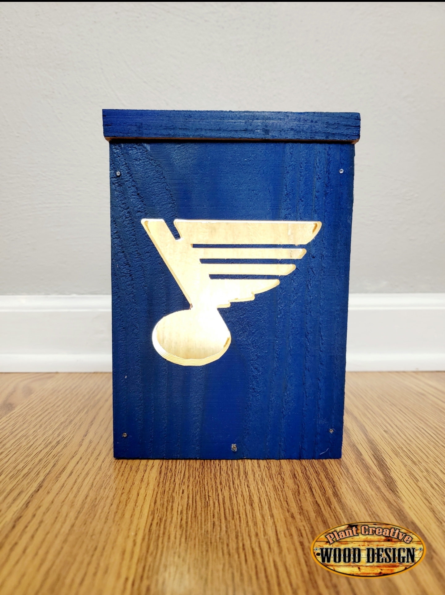 Cedar St. Louis Blues Lantern. You can choose from Blue or Natural finish. 