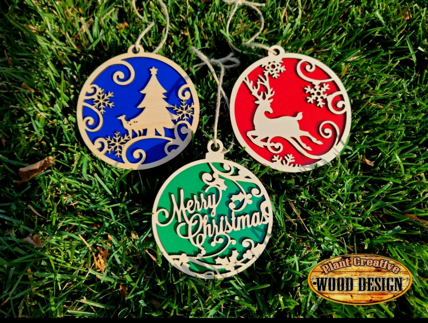 This listing includes 3 of our ~4" Christmas ornaments (1 of each design). Shipping available. 